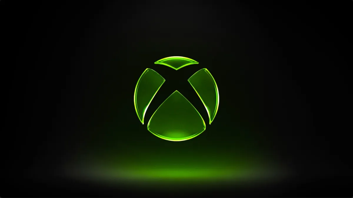The glowing green Xbox logo on a black background