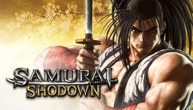 Samurai Shodown key art of Haohmaru holding his sword above the Samurai Shodown logo