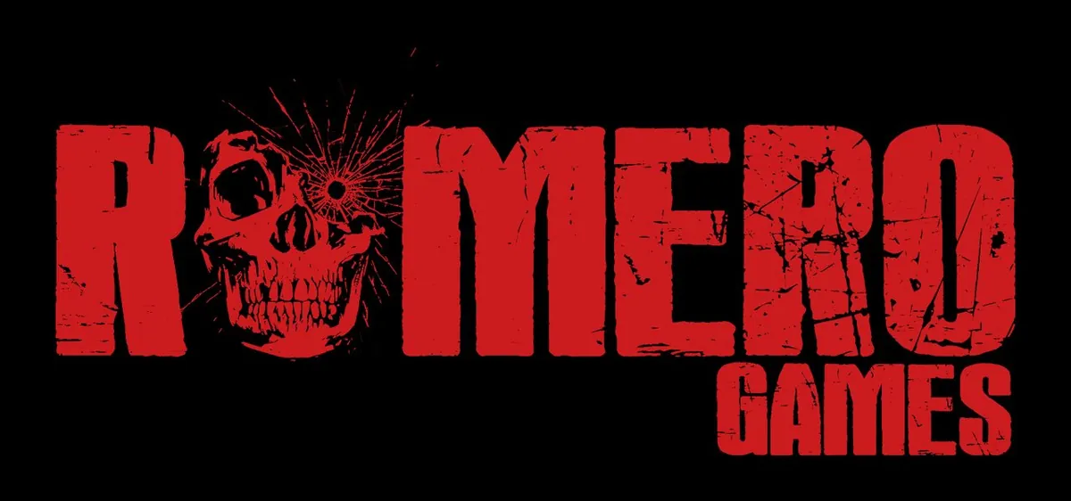 Romero Games logo in red with a skull in place of the O, on a black background